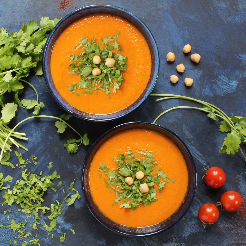 5-minute Moroccan spiced chickpea blender soup