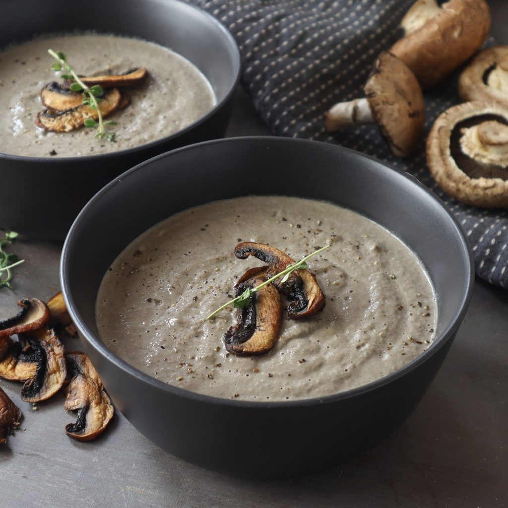 15 minute creamy mushroom blender soup (vegan paleo)